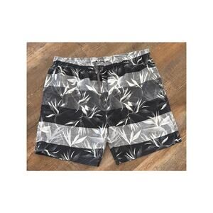 Laguna Originals Swim trunks with pockets black and gray leaf motif 2XL